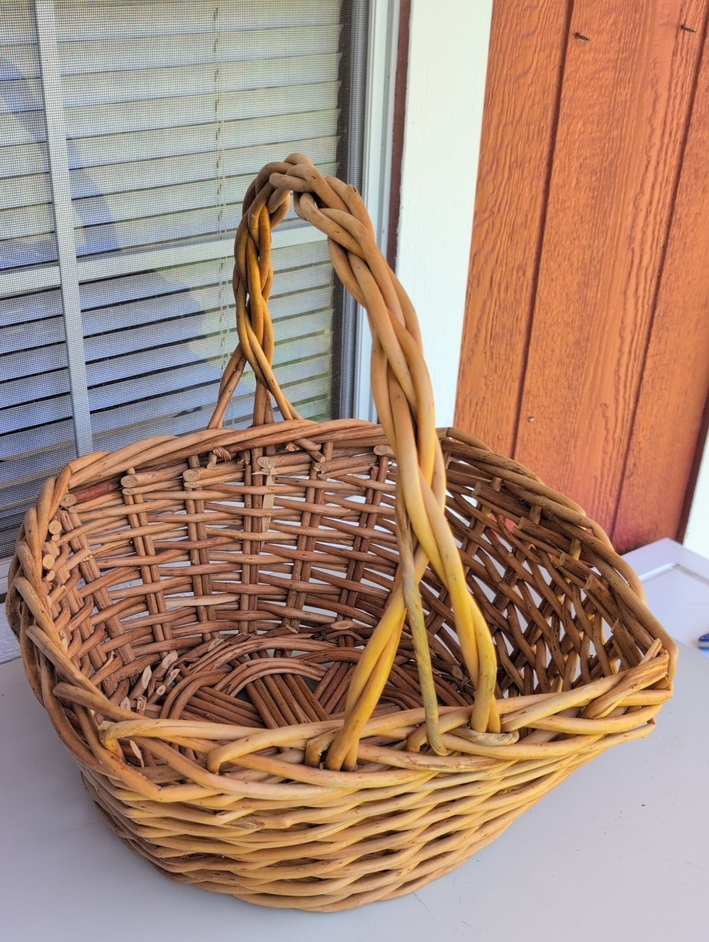 Vintage Huge French Style Boho Chic Coastal Gathering Basket(226)
